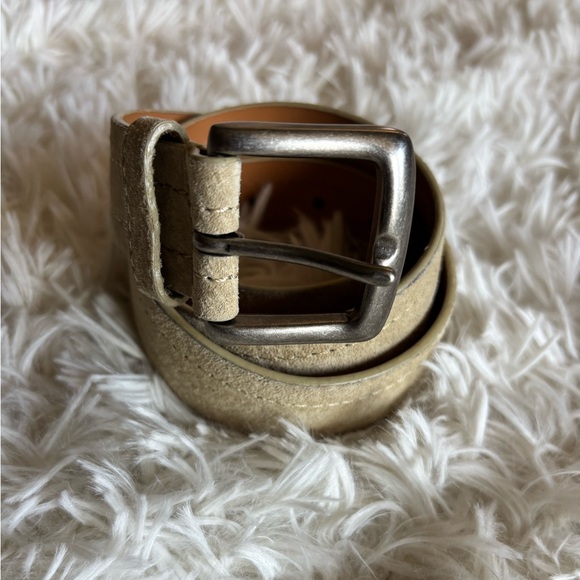 Accessories - Tan faux suede wide belt heavy duty buckle size Medium stitch embellishment NEW!